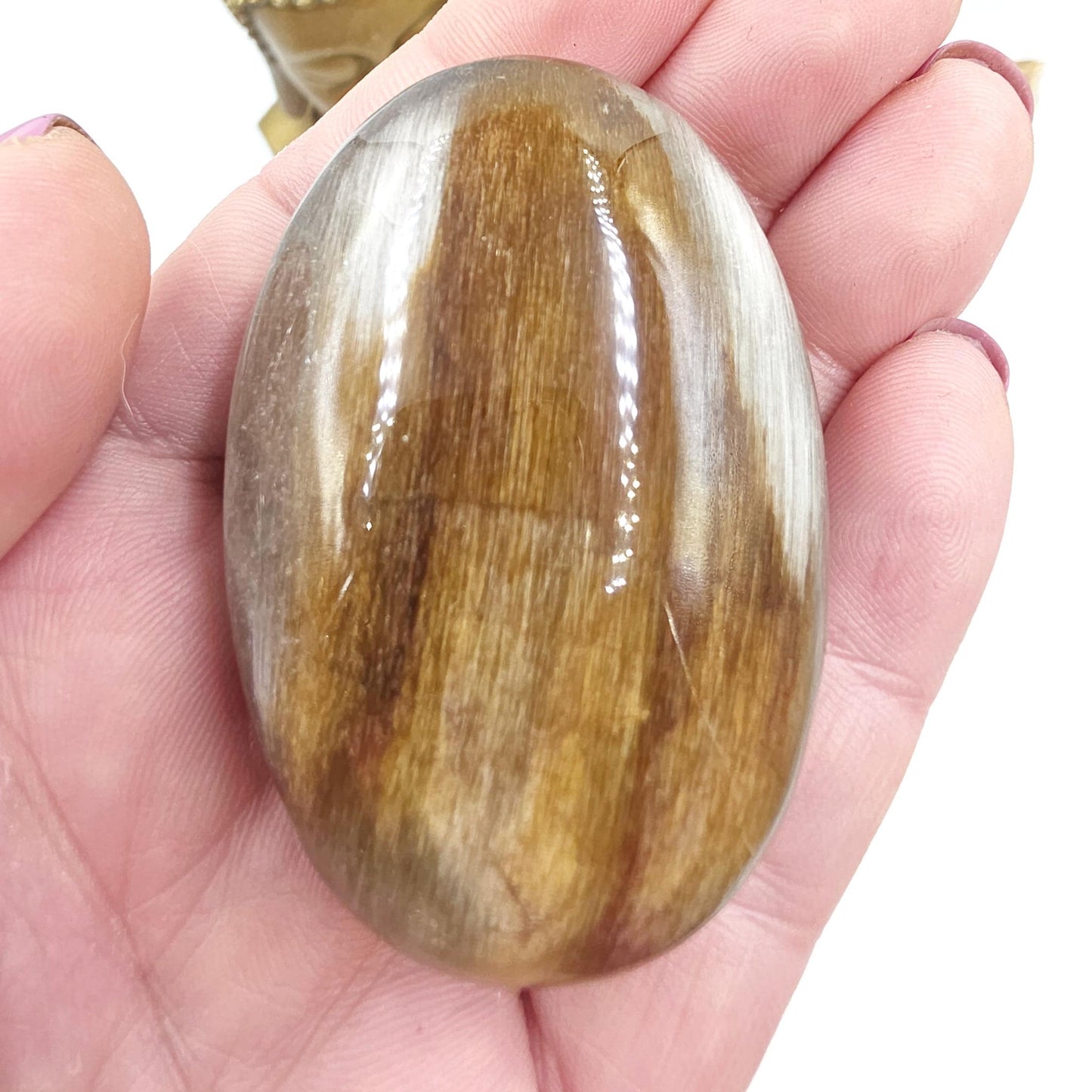 Extremely Rare White & Copper Rutile Palm Stone – Clarity, Transformation and Energy Amplification Crystal, 95g