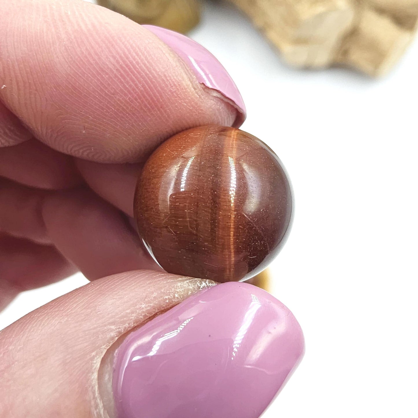 Red Tiger’s Eye Mini Spheres – Confidence, Strength & Motivation Crystal, 17-18+mm