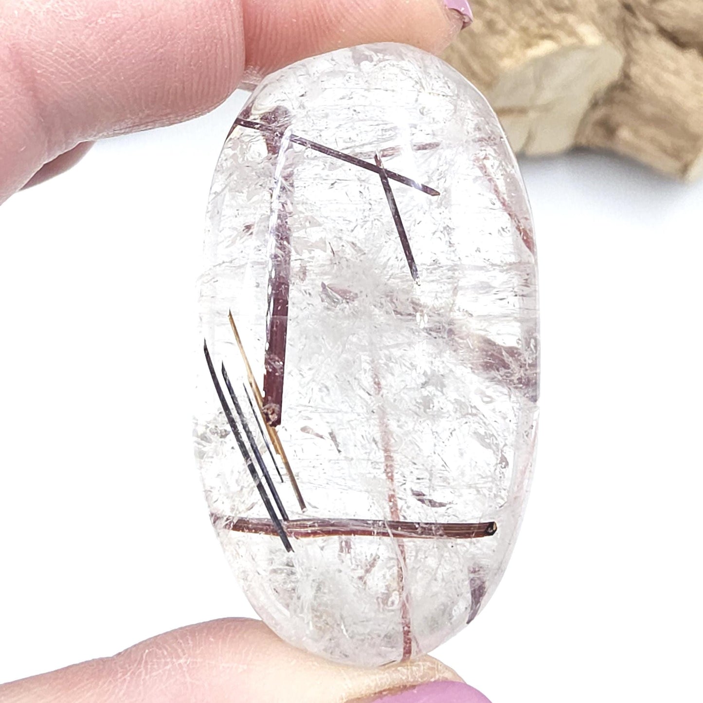 Rare Copper & Silver Rutile Quartz Palm Stone – Clarity, Transformation and Energy Amplification Crystal, 60g