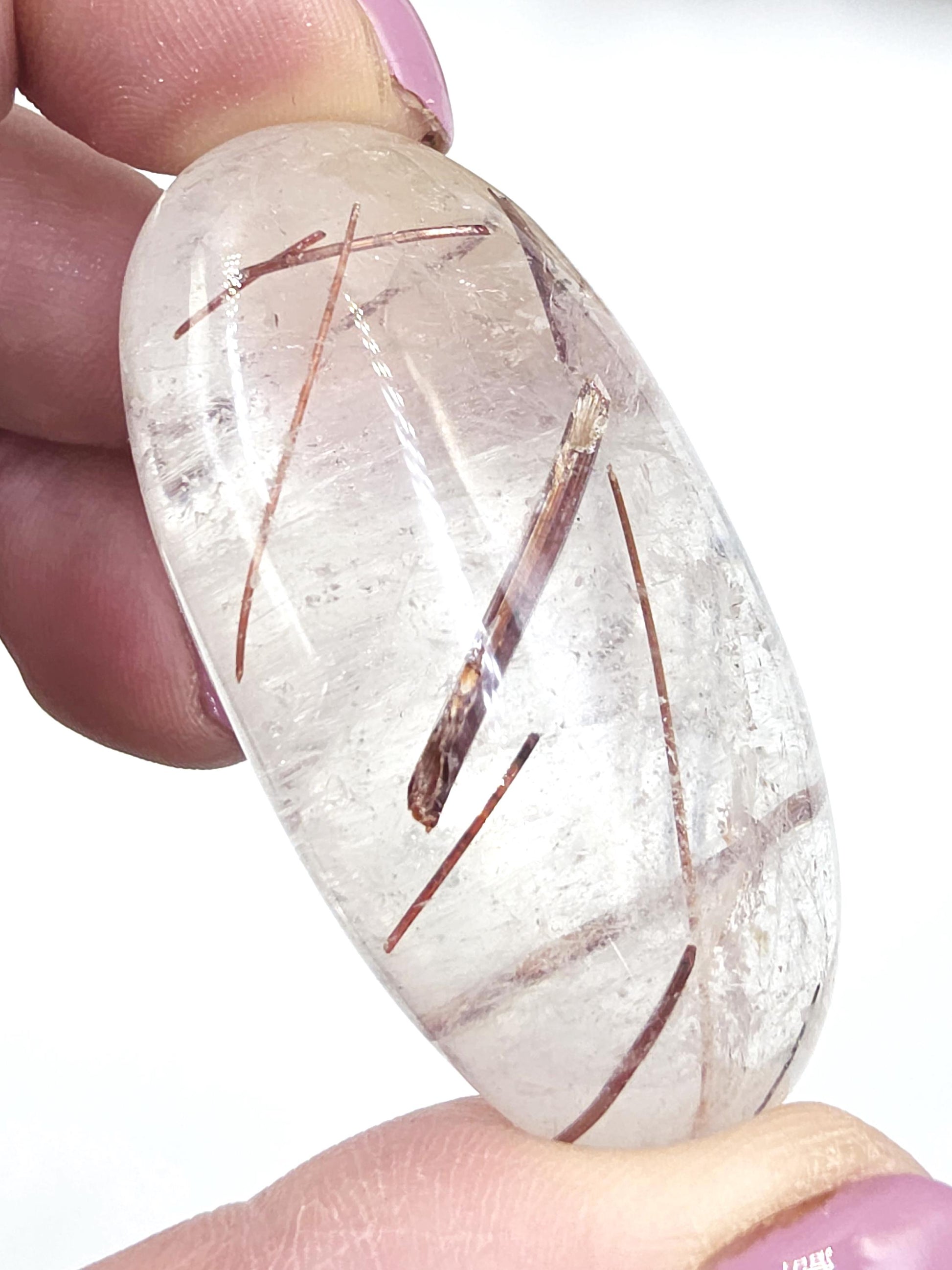 Rare Copper & Silver Rutile Quartz Palm Stone – Clarity, Transformation and Energy Amplification Crystal, 60g