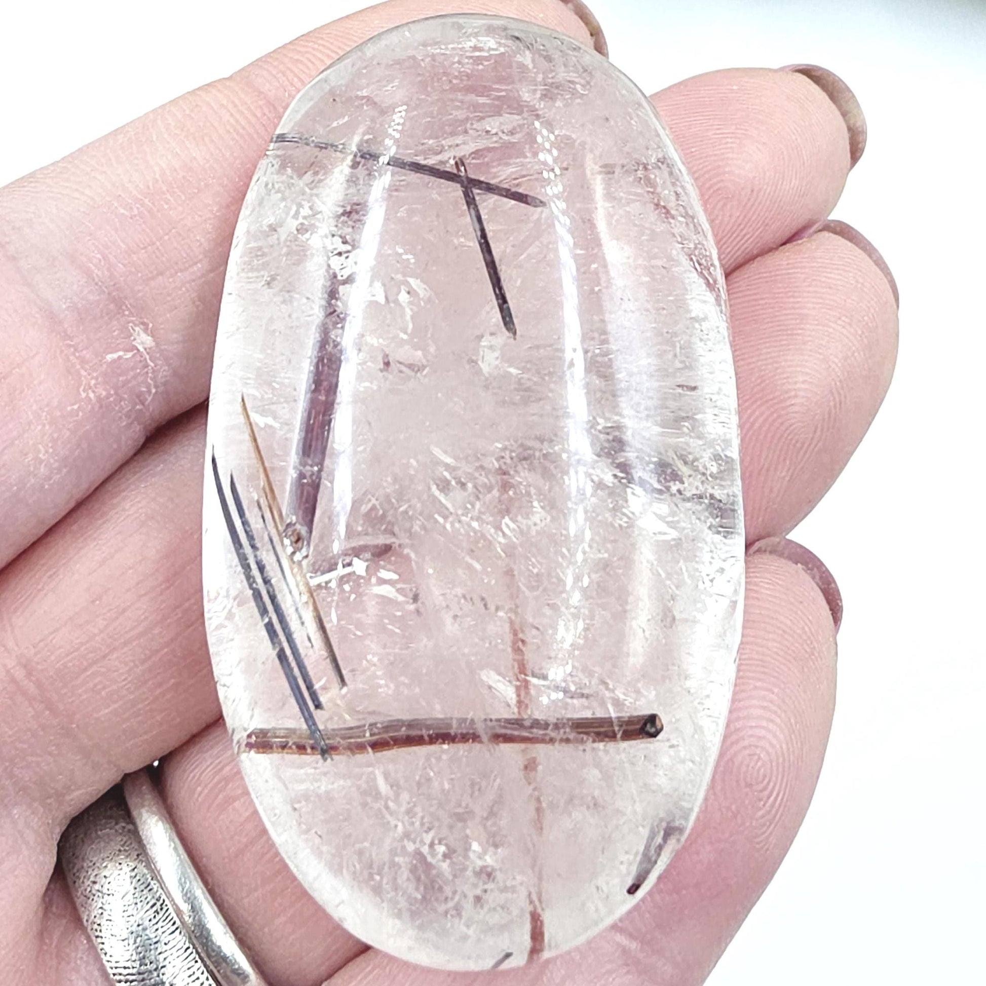 Rare Copper & Silver Rutile Quartz Palm Stone – Clarity, Transformation and Energy Amplification Crystal, 60g
