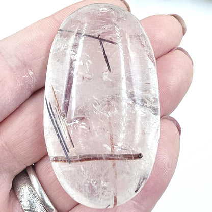 Rare Copper & Silver Rutile Quartz Palm Stone – Clarity, Transformation and Energy Amplification Crystal, 60g