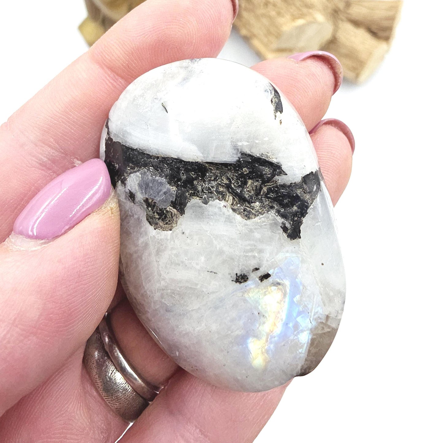 Rainbow Moonstone Palm Stone – Intuition, Balance & Feminine Energy Healing Crystal, 60g