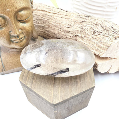 Large High Grade Sparkly Black Rutile Quartz Palm Stone – Protection, Clarity & Energy Amplification Crystal, 185g