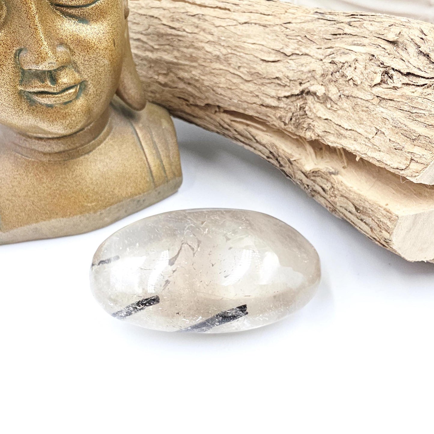 Large High Grade Sparkly Black Rutile Quartz Palm Stone – Protection, Clarity & Energy Amplification Crystal, 185g