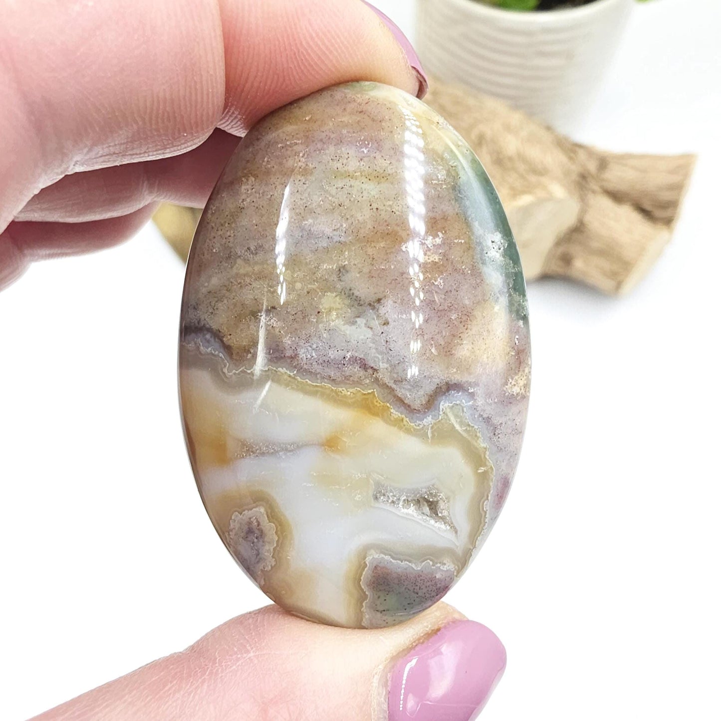 Ocean Jasper Palm Stone – Joy, Emotional Healing & Calming Crystal, 45g