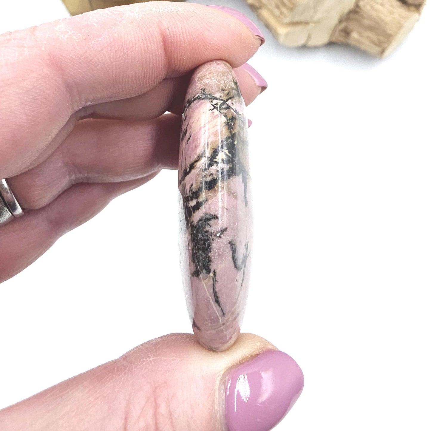 Rhodonite Palm Stone – Emotional Healing, Compassion & Grounded Heart Support Crystal, 65g