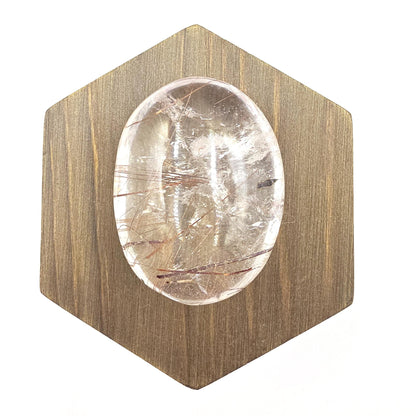 High Grade Clear Quartz Palm Stone with Red Rutile – Clarity, Confidence & Energy Amplification Crystal, 70g