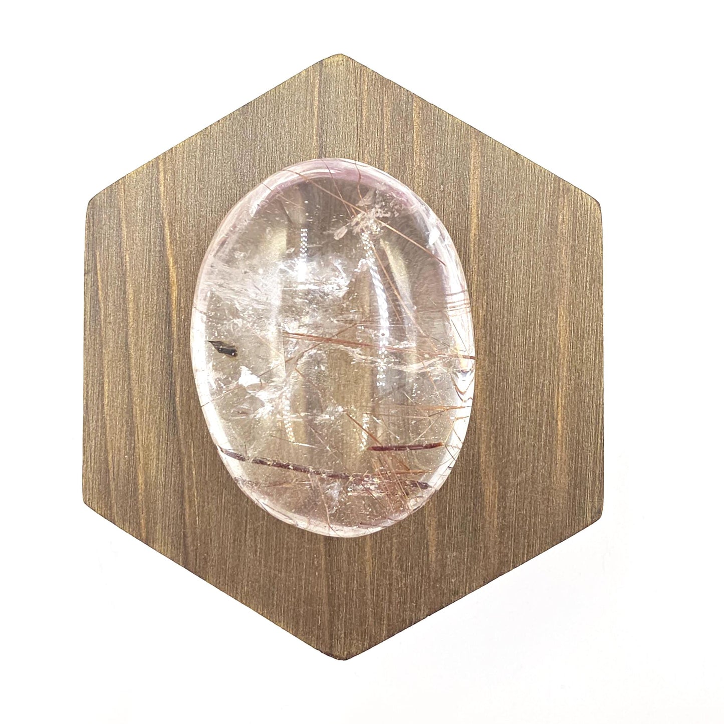 High Grade Clear Quartz Palm Stone with Red Rutile – Clarity, Confidence & Energy Amplification Crystal, 70g