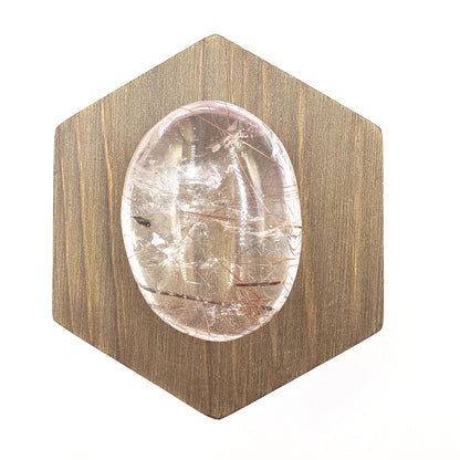 High Grade Clear Quartz Palm Stone with Red Rutile – Clarity, Confidence & Energy Amplification Crystal, 70g