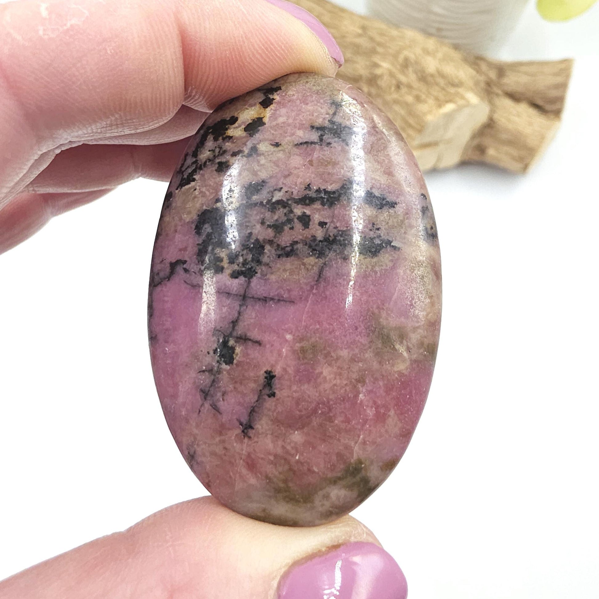 Rhodonite Palm Stone – Emotional Healing, Compassion & Grounded Heart Support Crystal, 65g