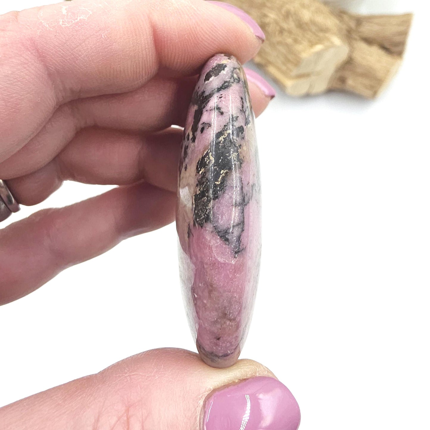 Rhodonite Palm Stone – Emotional Healing, Compassion & Grounded Heart Support Crystal, 65g