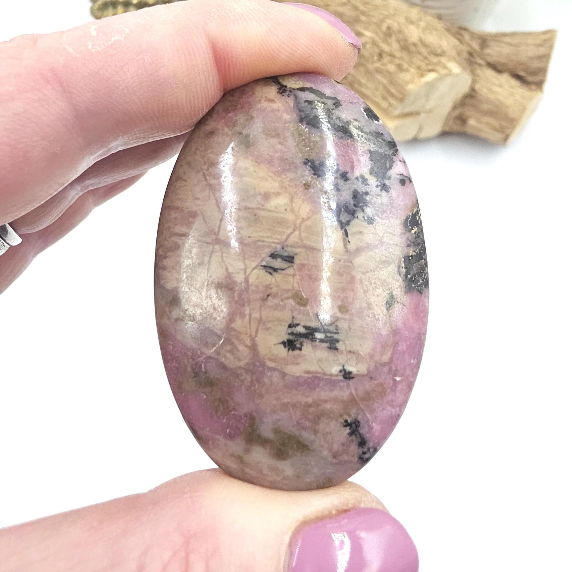 Rhodonite Palm Stone – Emotional Healing, Compassion & Grounded Heart Support Crystal, 65g