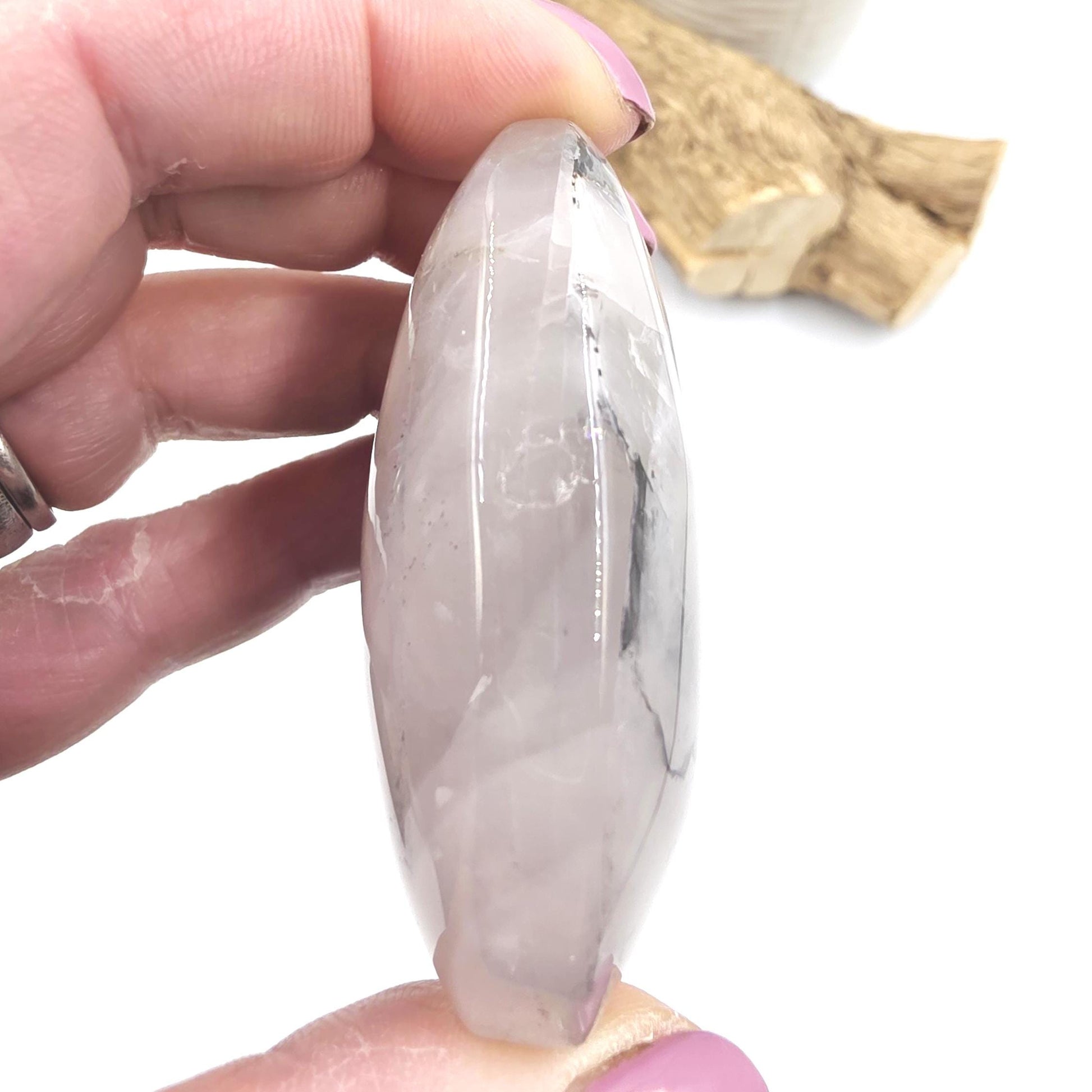 Rare Dendritic Quartz Palm Stone – Clarity, Growth and Root & Crown Chakra Crystal, 85g