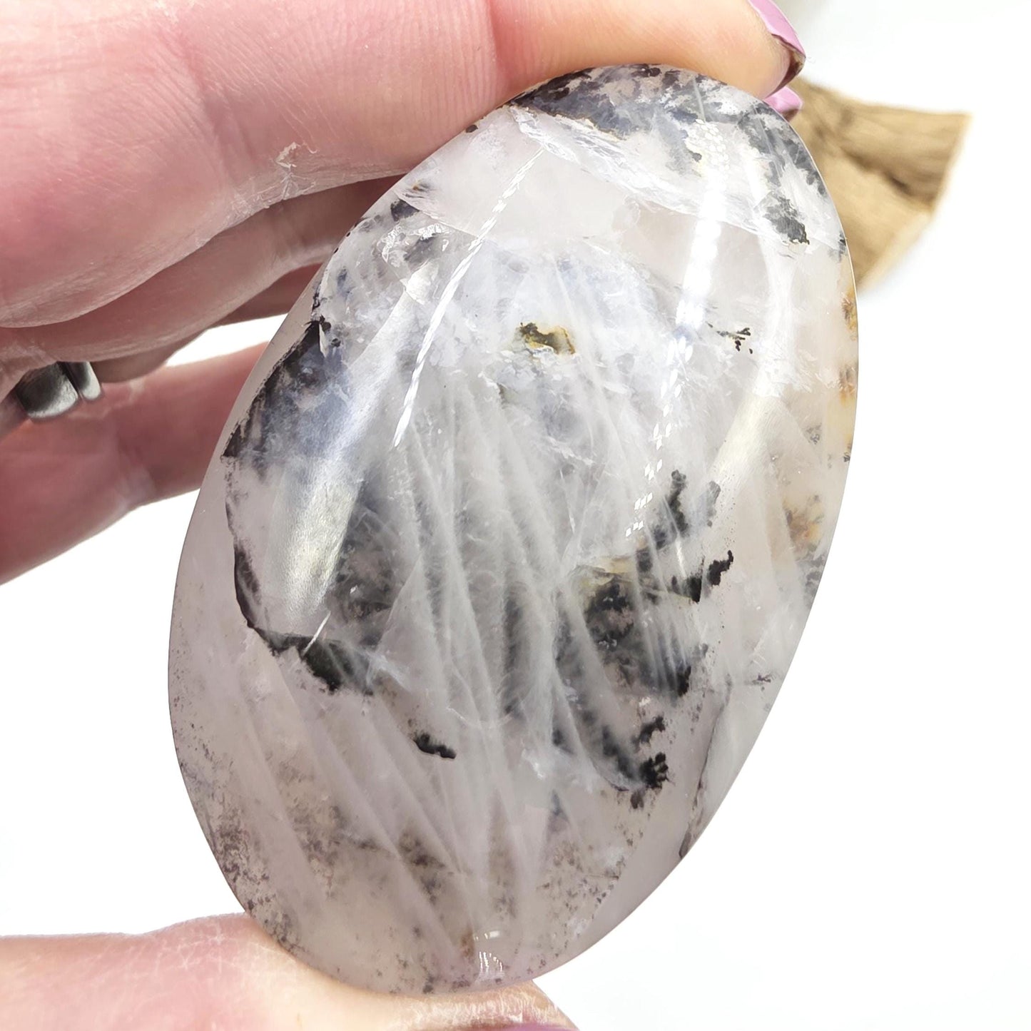 Rare Dendritic Quartz Palm Stone – Clarity, Growth and Root & Crown Chakra Crystal, 85g