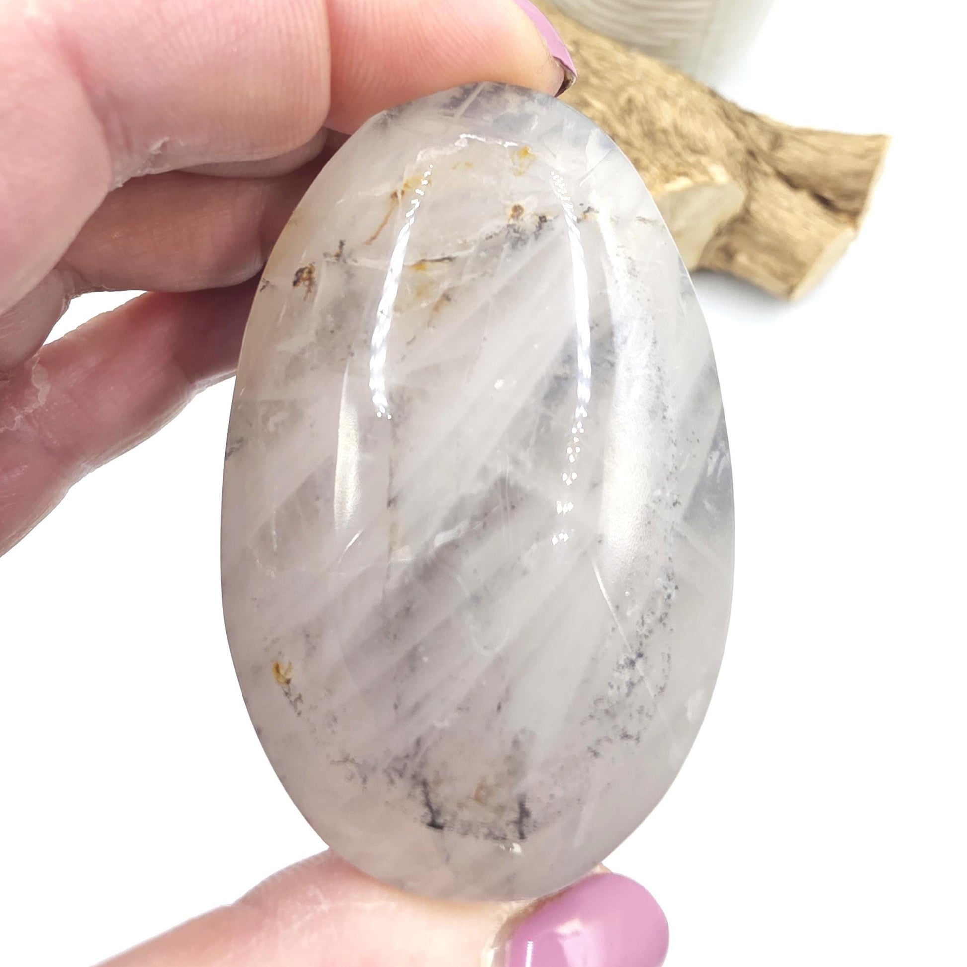 Rare Dendritic Quartz Palm Stone – Clarity, Growth and Root & Crown Chakra Crystal, 85g