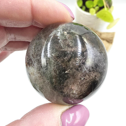High Grade Garden Quartz (Lodolite) Sphere with rainbow– Manifestation and Earth Wisdom Crystal, 44mm