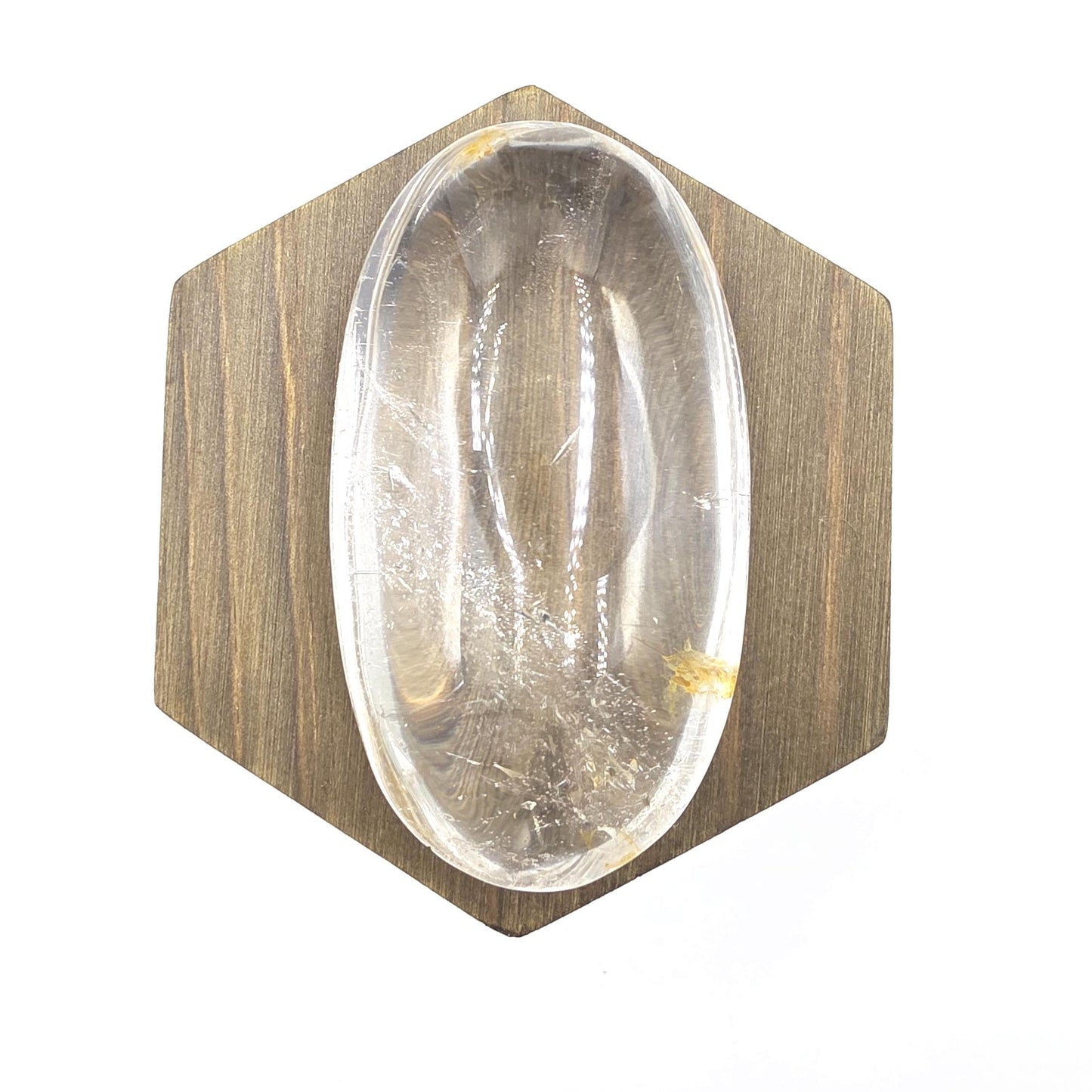 High Grade Clear Quartz Palm Stone with Golden Healer Inclusions – Clarity & Healing Crystal, 105g
