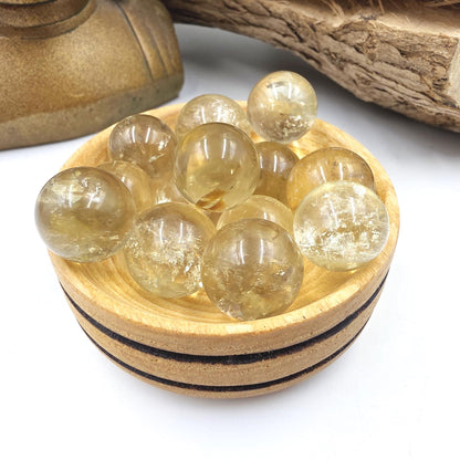Citrine Mini Spheres – Joy, Abundance & Positive Energy Crystal Ball, 16-19mm