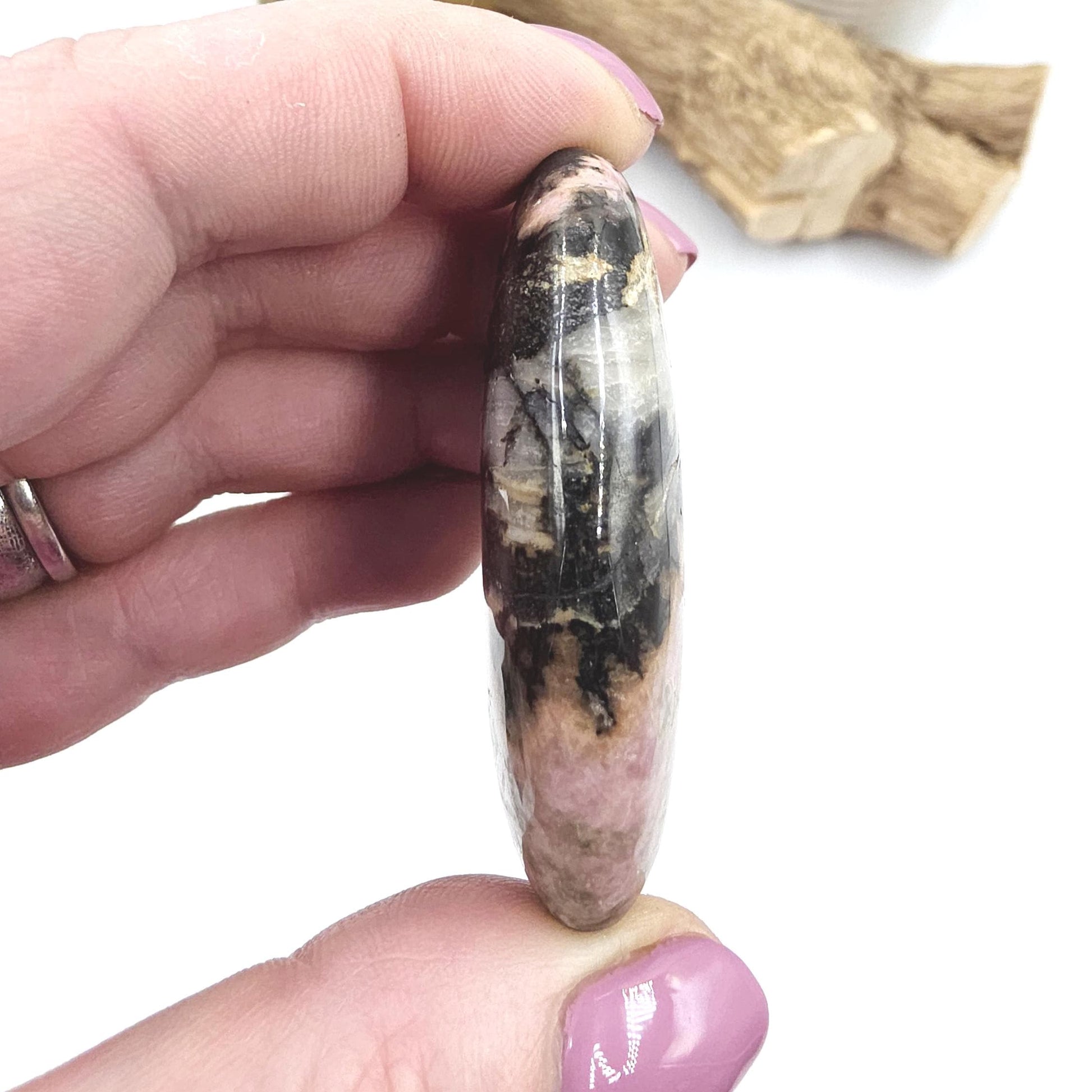 Rhodonite Palm Stone – Emotional Healing, Compassion & Grounded Heart Support Crystal, 60g