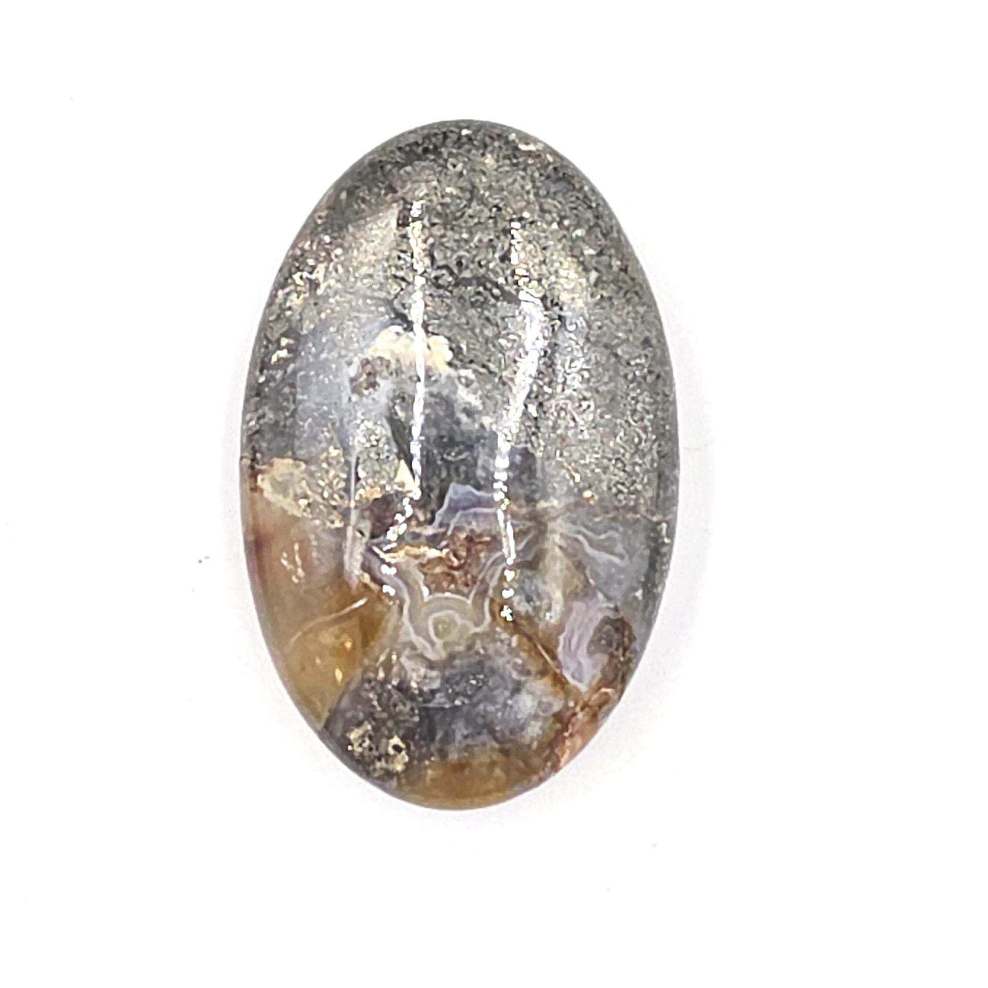 Pyrite & Agate Palm Stone – Protection, Confidence and Abundance Crystal, 45g