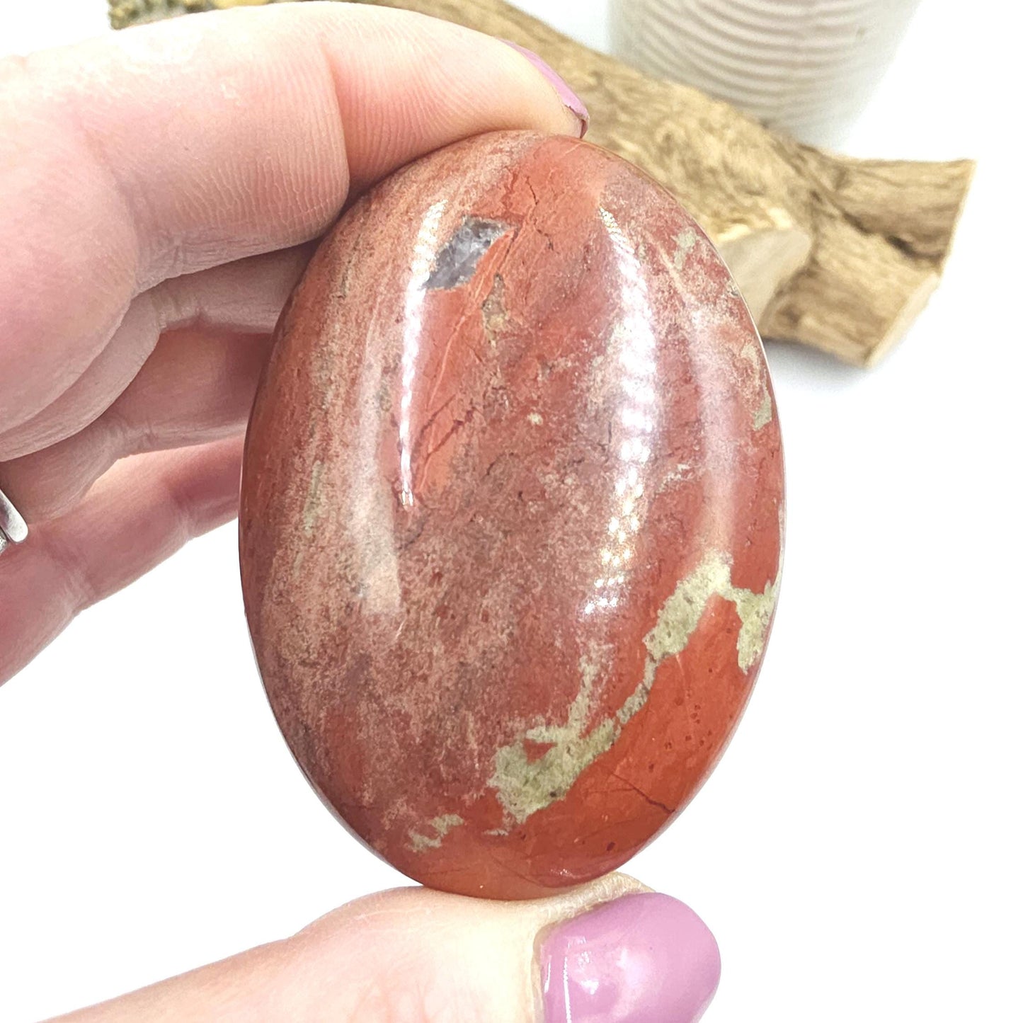 Red Jasper Palm Stone – Strength, Grounding & Protective Stability Crystal, 115g