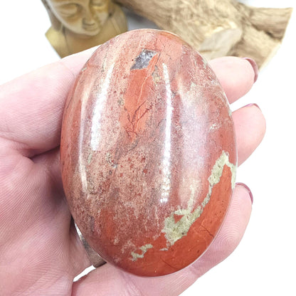 Red Jasper Palm Stone – Strength, Grounding & Protective Stability Crystal, 115g