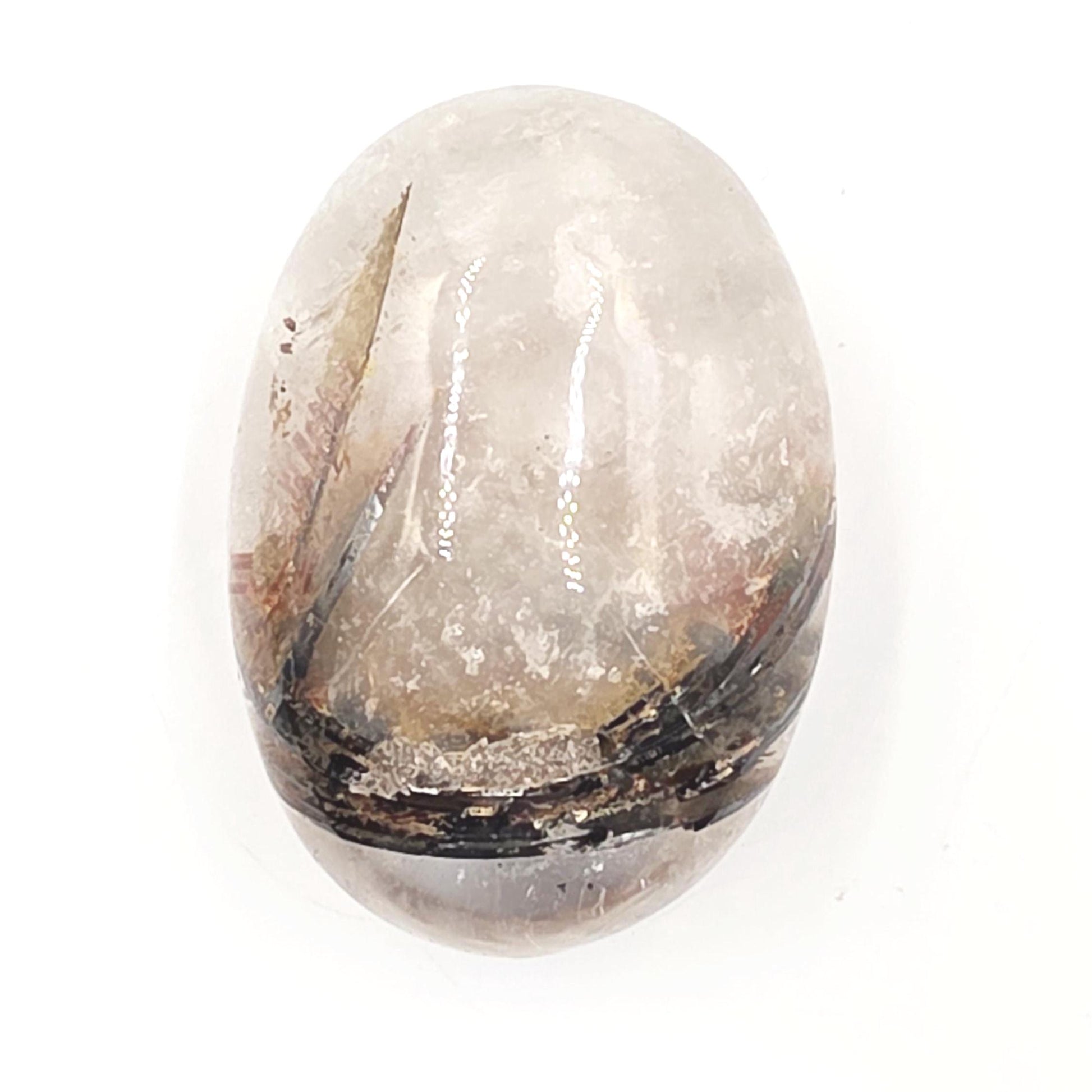 Rare Rutile & Mica Clear Quartz Palm Stone – Clarity, Healing and Energy Amplification Crystal, 140g