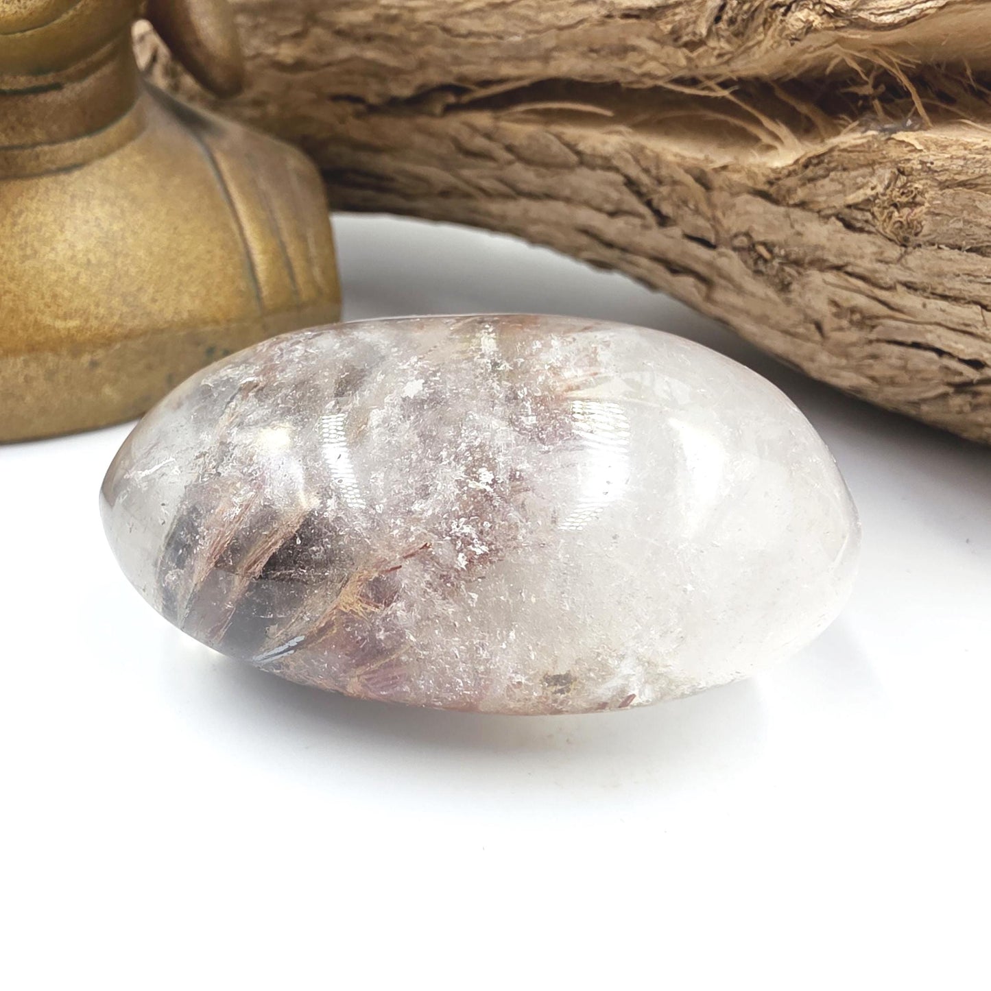 Rare Rutile & Mica Clear Quartz Palm Stone – Clarity, Healing and Energy Amplification Crystal, 140g