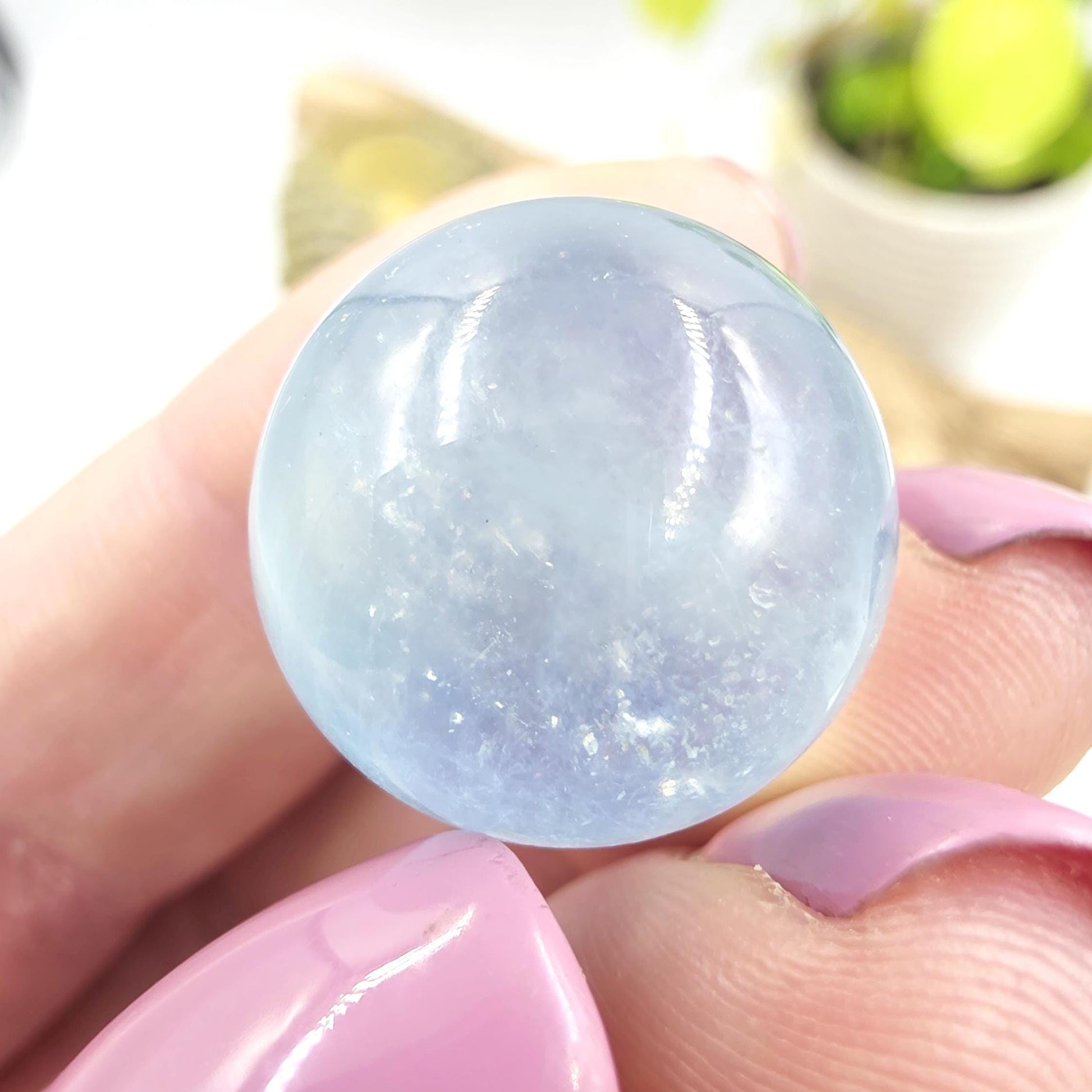 Aquamarine Mini Sphere – Calm, Communication & Soothing Ocean Energy Crystal, 19mm