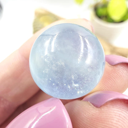 Aquamarine Mini Sphere – Calm, Communication & Soothing Ocean Energy Crystal, 19mm