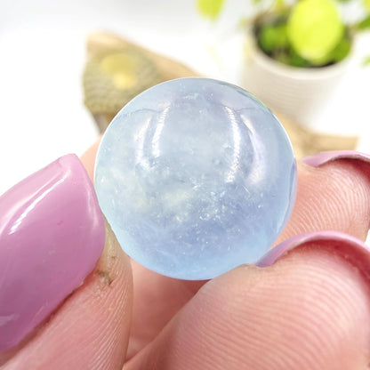Aquamarine Mini Sphere – Calm, Communication & Soothing Ocean Energy Crystal, 19mm