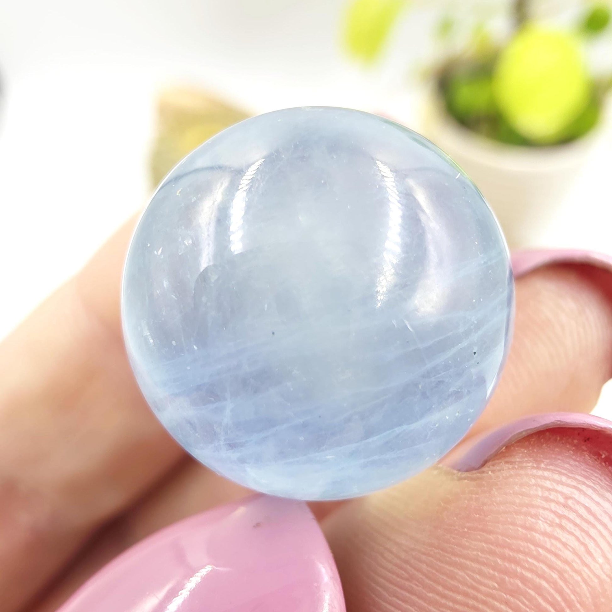 Aquamarine Mini Sphere – Calm, Communication & Soothing Ocean Energy Crystal, 19mm