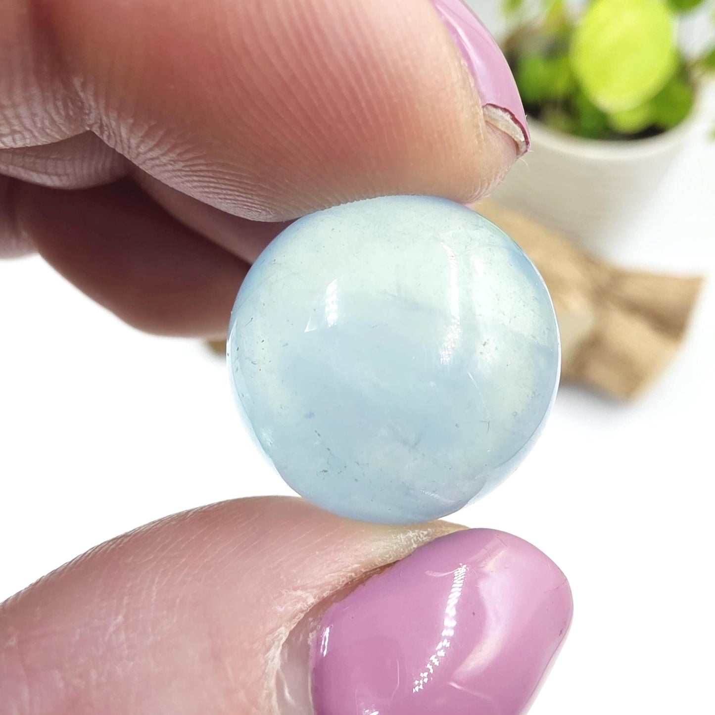 Aquamarine Mini Sphere – Calm, Communication & Soothing Ocean Energy Crystal, 19mm