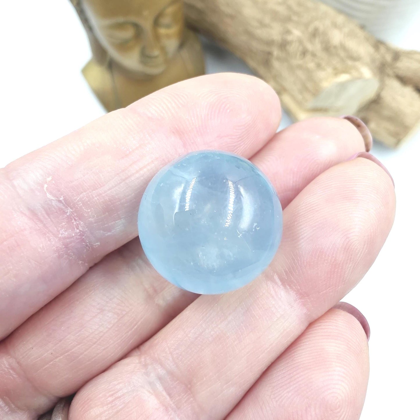 Aquamarine Mini Sphere – Calm, Communication & Soothing Ocean Energy Crystal, 19mm