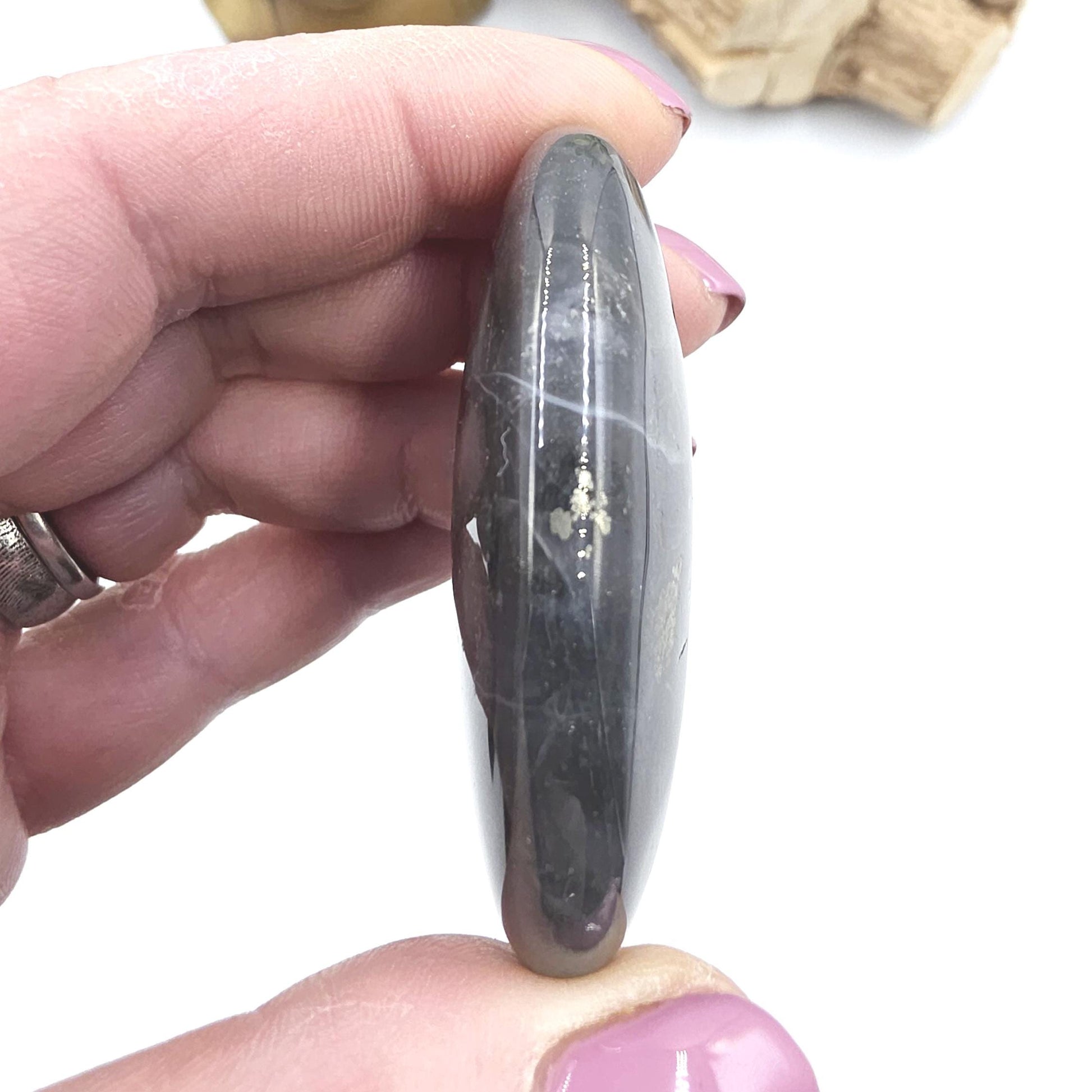 Pyrite & Agate Palm Stone – Protection, Confidence and Abundance Crystal, 45g