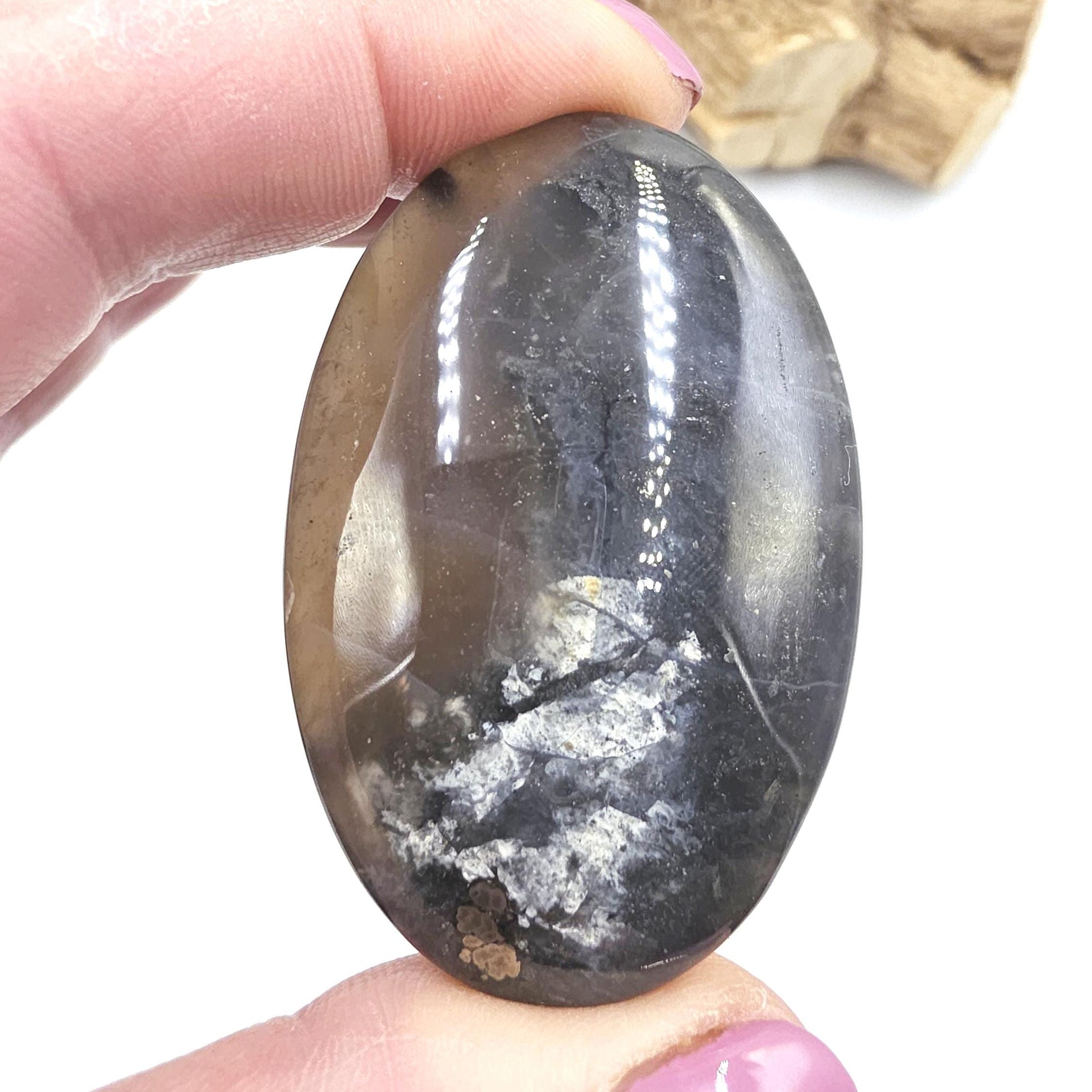 Pyrite & Agate Palm Stone – Protection, Confidence and Abundance Crystal, 45g