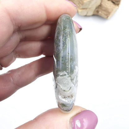 Drusy Moss Agate Palm Stone – Grounding & Growth Healing Crystal, 40g
