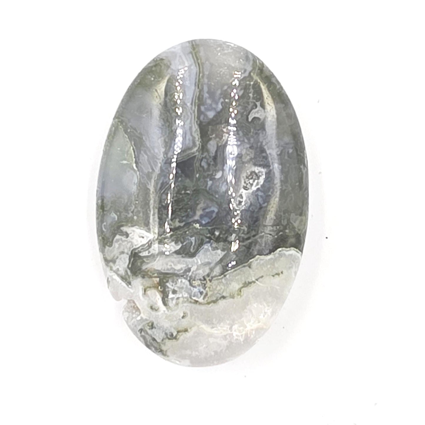 Drusy Moss Agate Palm Stone – Grounding & Growth Healing Crystal, 40g