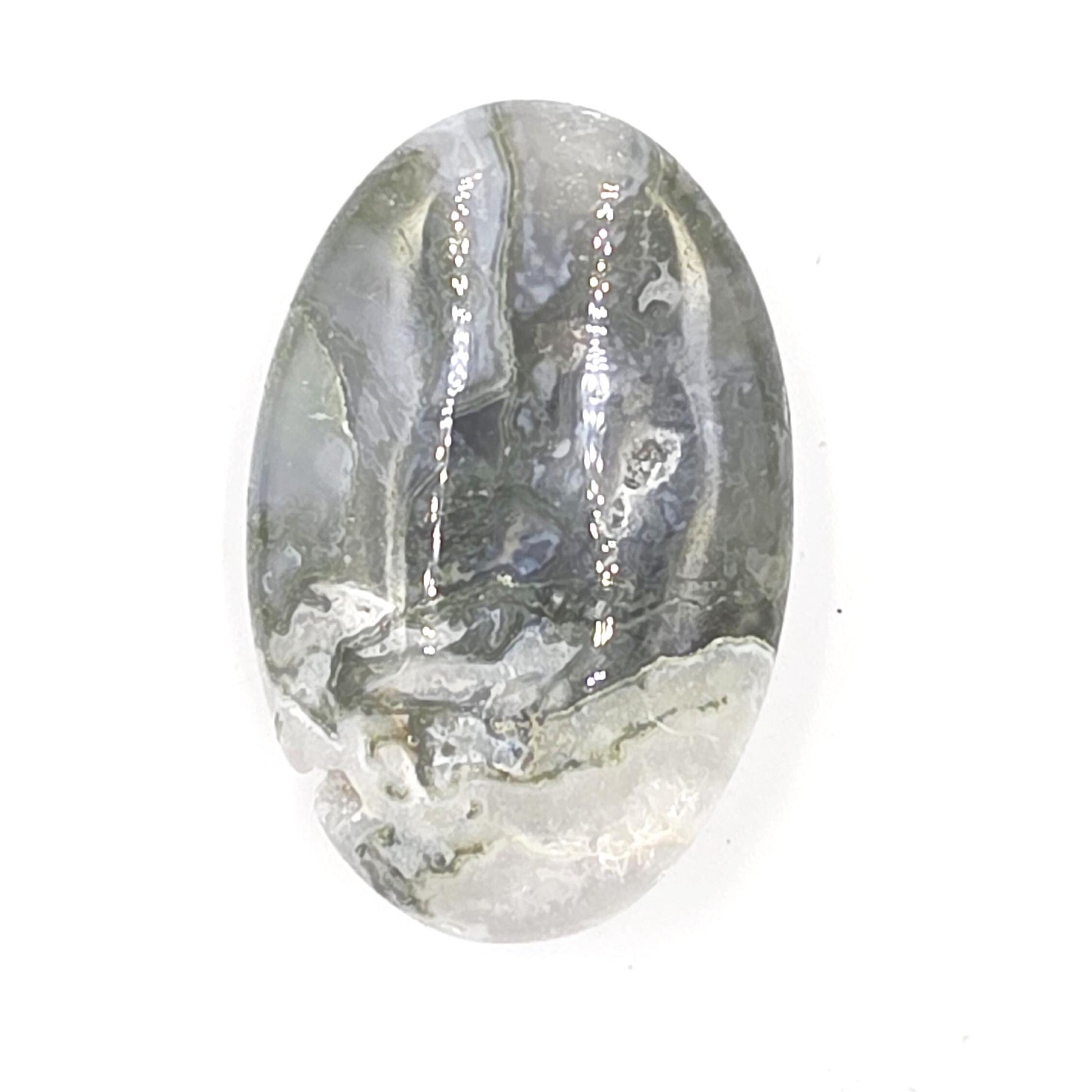 Drusy Moss Agate Palm Stone – Grounding & Growth Healing Crystal, 40g