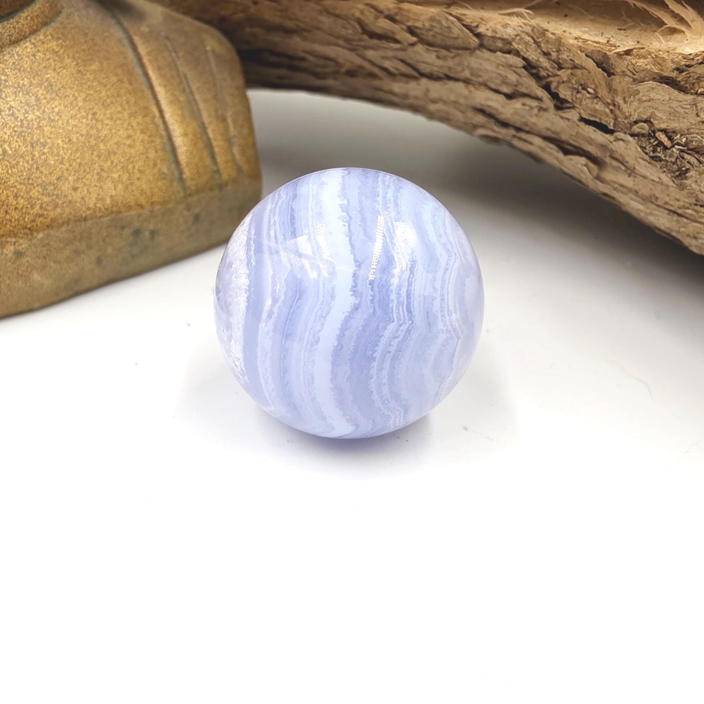 High Grade Blue Lace Agate Sphere – Calm Communication, Emotional Peace & Soothing Energy Crystal, 29.7mm