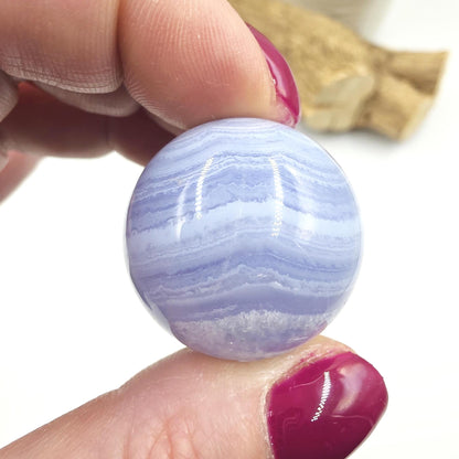 High Grade Blue Lace Agate Sphere – Calm Communication, Emotional Peace & Soothing Energy Crystal, 29.7mm