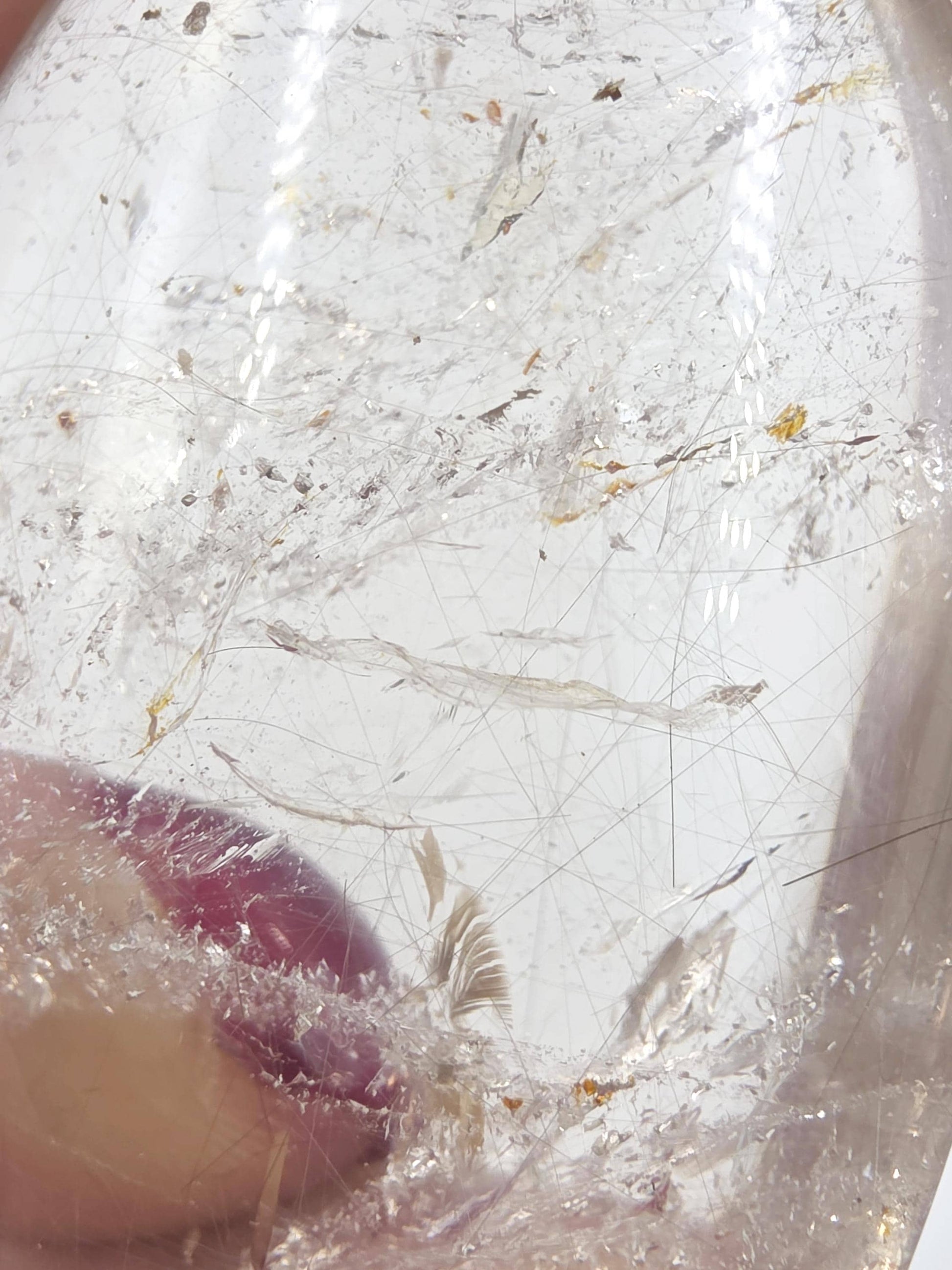 Clear Quartz Palm Stone with Microscopic Rutile Threads – Clarity & Energy Amplification Crystal, 115g