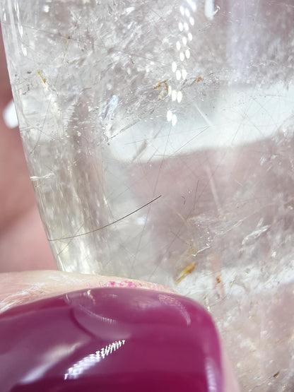 Clear Quartz Palm Stone with Microscopic Rutile Threads – Clarity & Energy Amplification Crystal, 115g