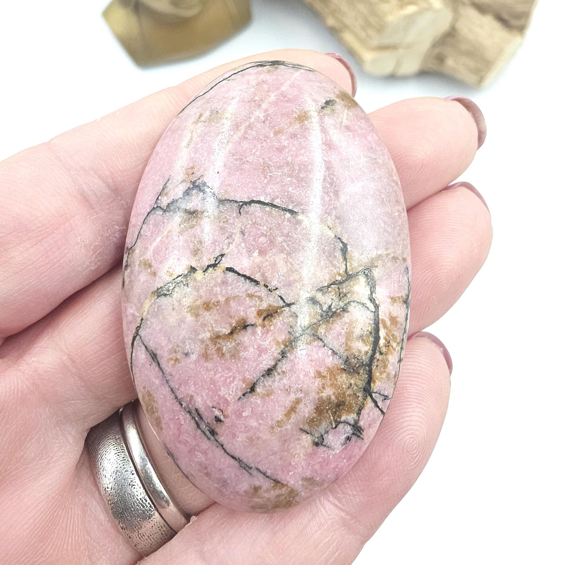 Rhodonite Palm Stone – Emotional Healing, Compassion & Grounded Heart Support Crystal, 60g