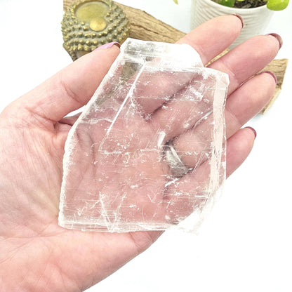 Raw Selenite Slab Charging Plate – Cleansing, Calm & Spiritual Healing Crystal, 100g