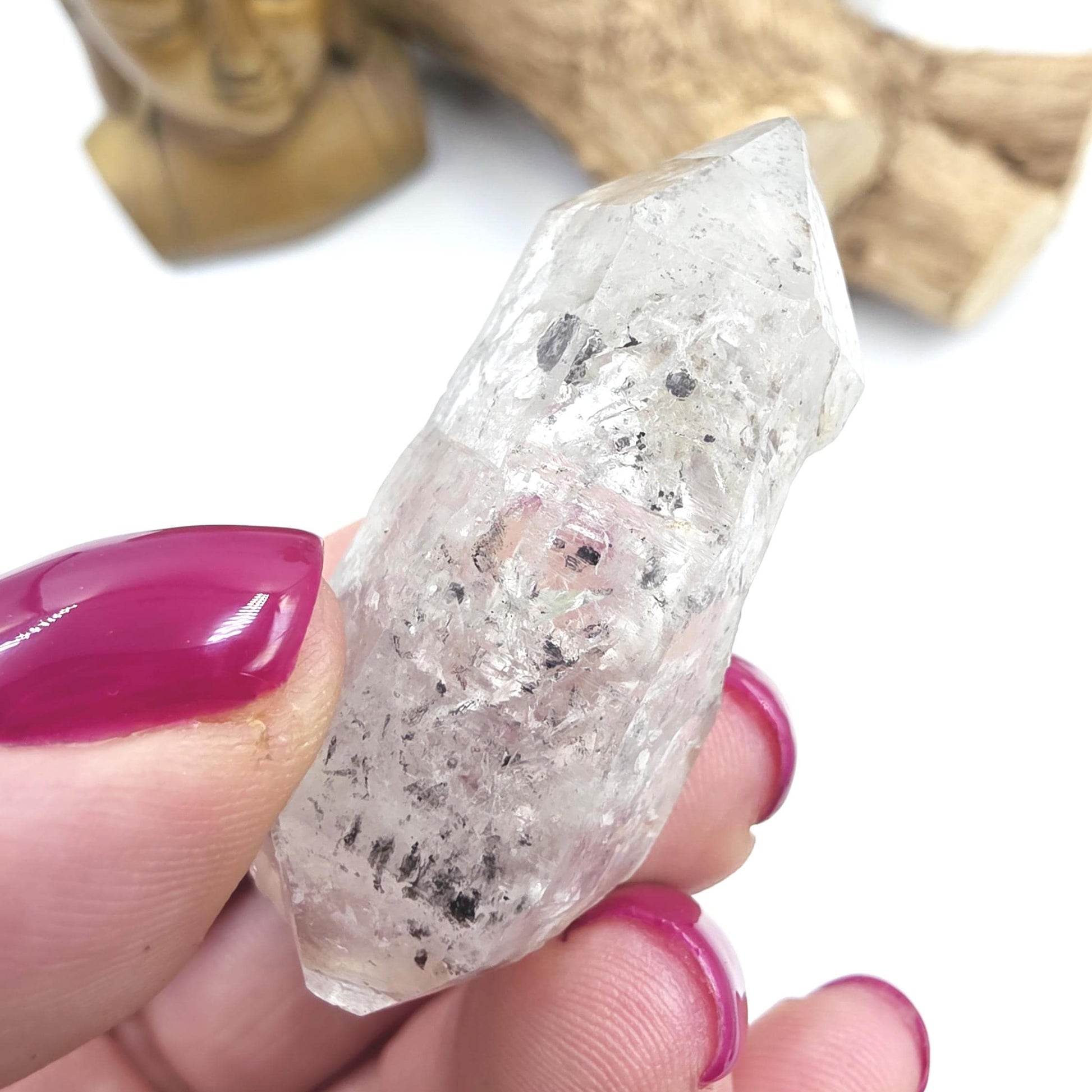 Raw Herkimer Diamond Natural DT with Moving Carbon Bubble – Rare High Vibrational Quartz Crystal, 25g
