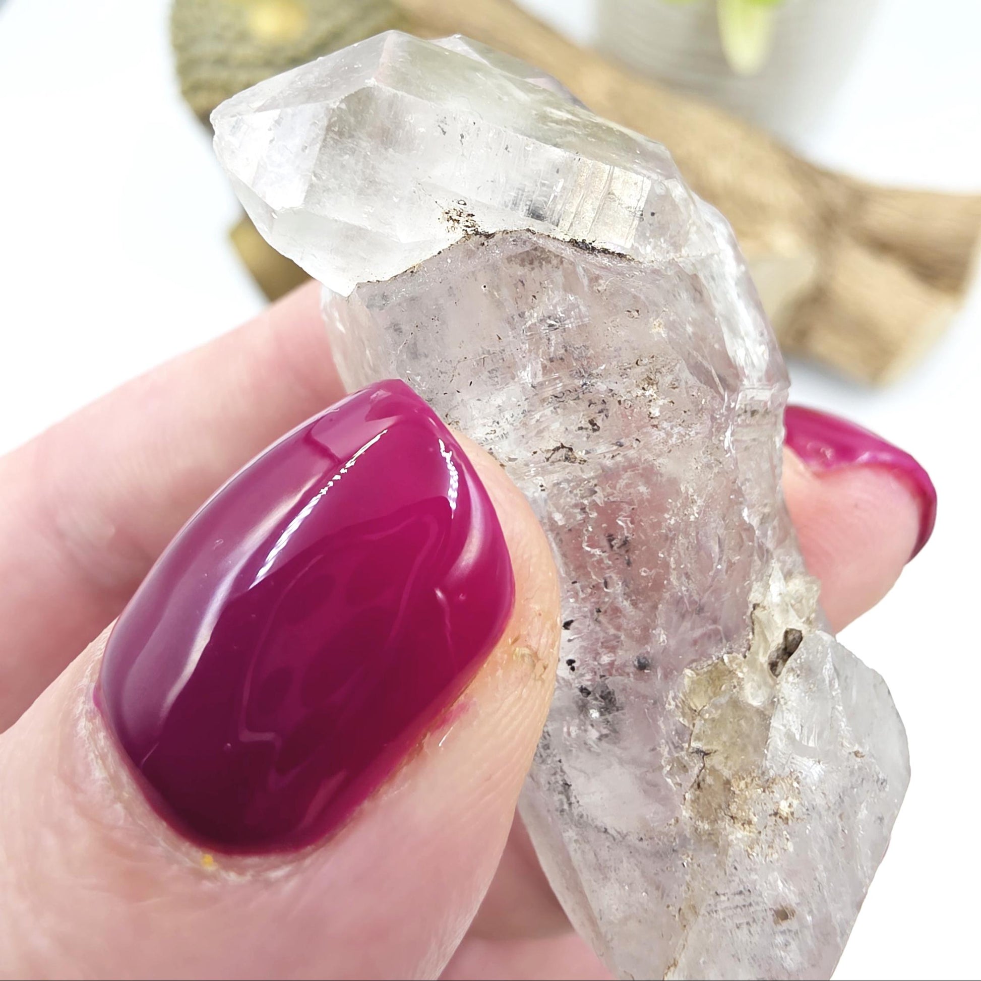 Raw Herkimer Diamond Natural DT with Moving Carbon Bubble – Rare High Vibrational Quartz Crystal, 25g