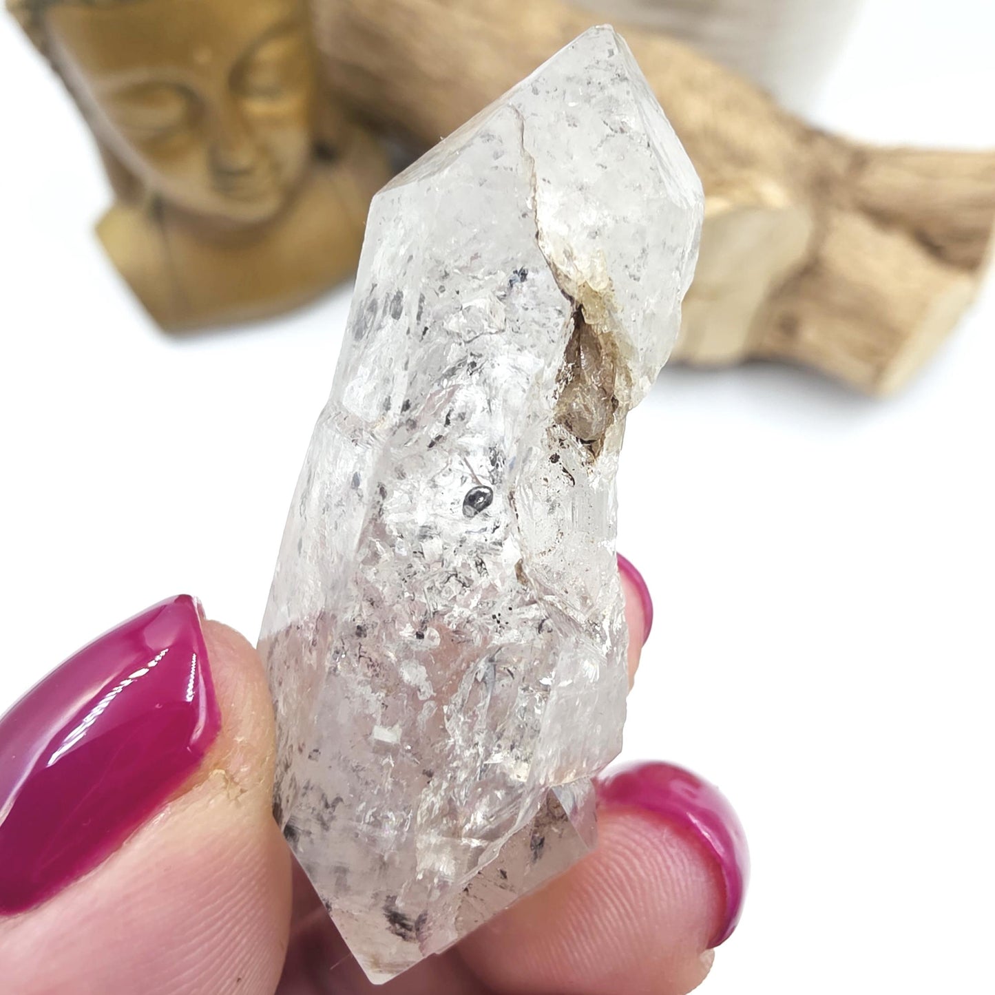 Raw Herkimer Diamond Natural DT with Moving Carbon Bubble – Rare High Vibrational Quartz Crystal, 25g