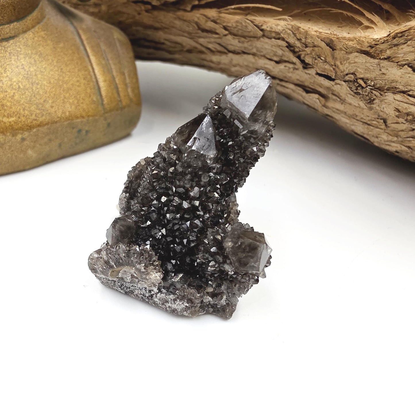 Rare Black Spirit Quartz Cluster Specimen – Protection, Spiritual Growth & High Vibration Crystal, 40g